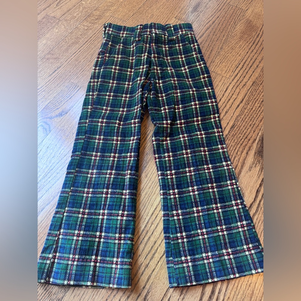 Vintage 70s Jack Tar Kids plaid Corduroy Bell bottoms waist 10 inches length‎ 24